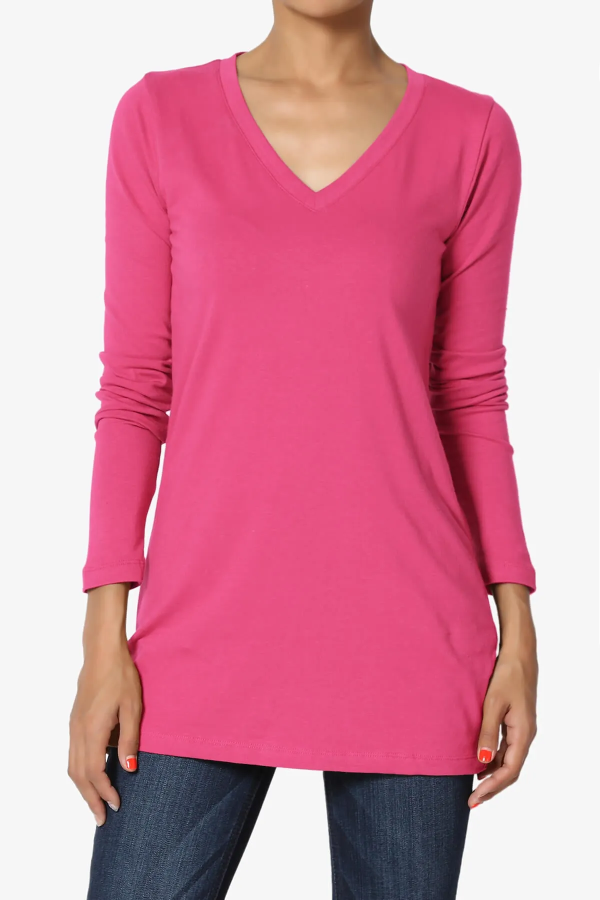 Lasso Cotton V-Neck Long Sleeve Tee