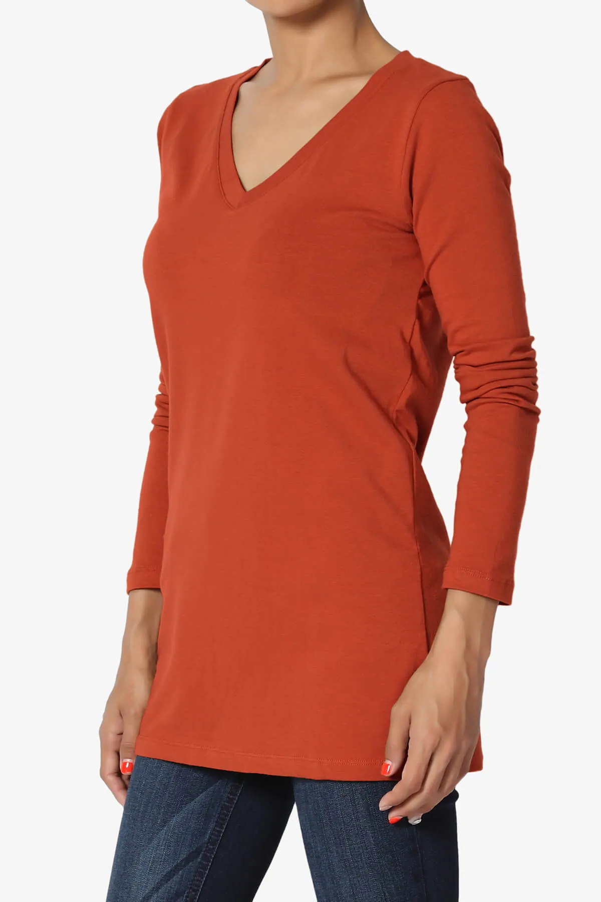 Lasso Cotton V-Neck Long Sleeve Tee