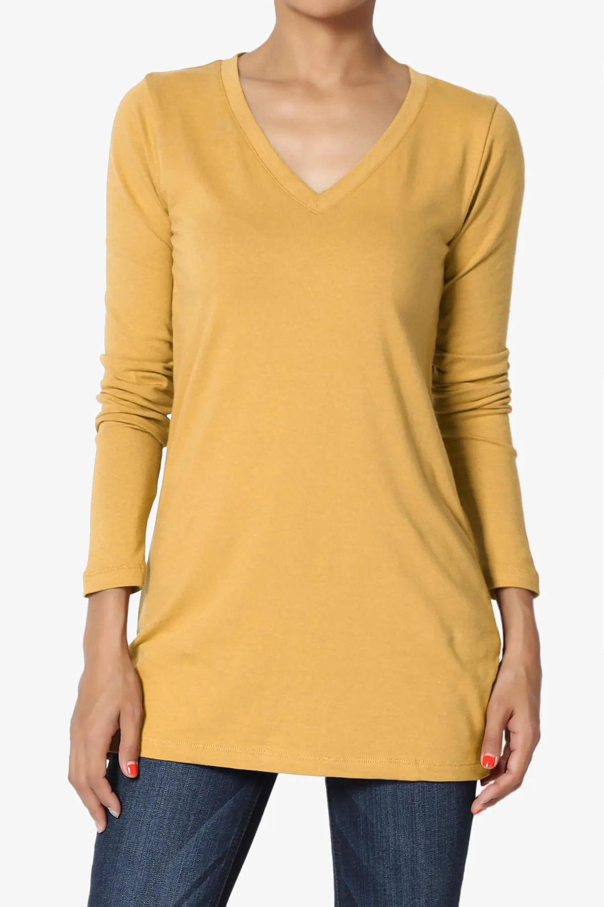 Lasso Cotton V-Neck Long Sleeve Tee