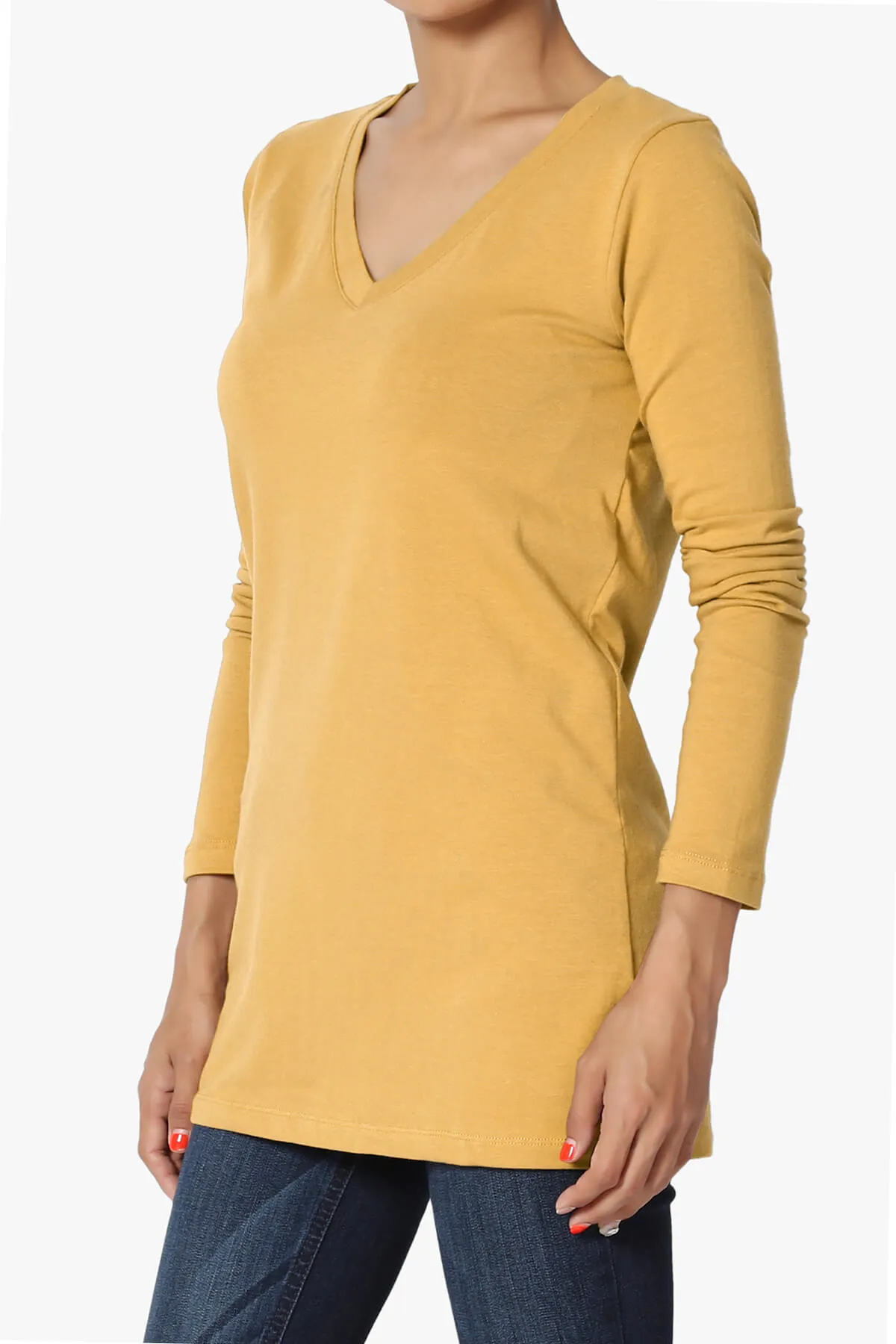 Lasso Cotton V-Neck Long Sleeve Tee