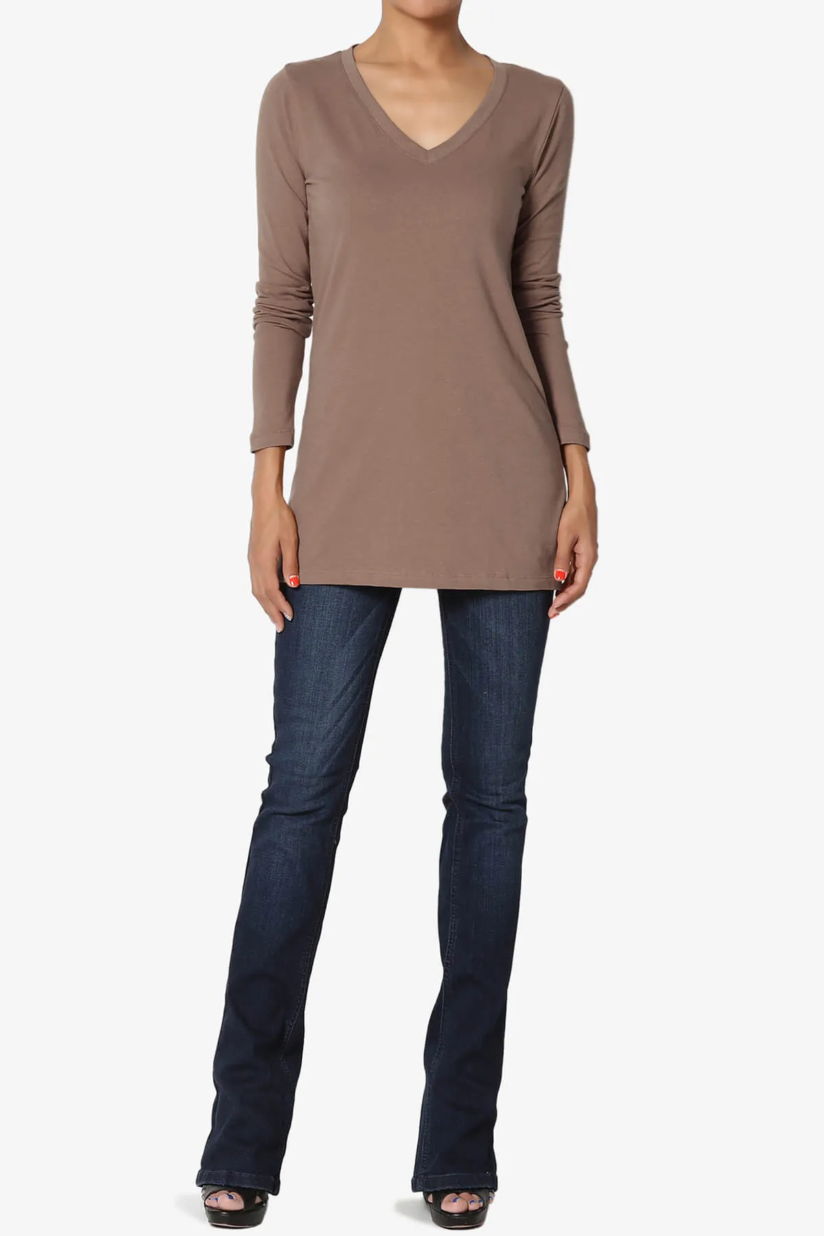 Lasso Cotton V-Neck Long Sleeve Tee