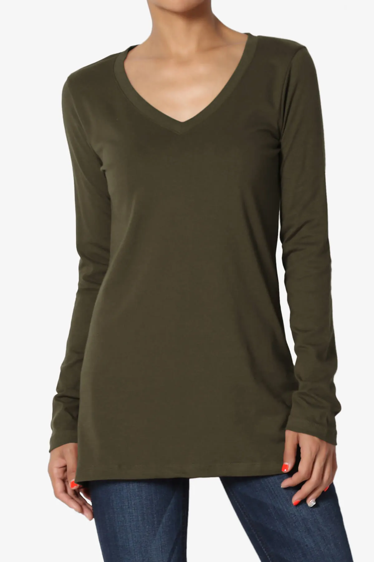 Lasso Cotton V-Neck Long Sleeve Tee
