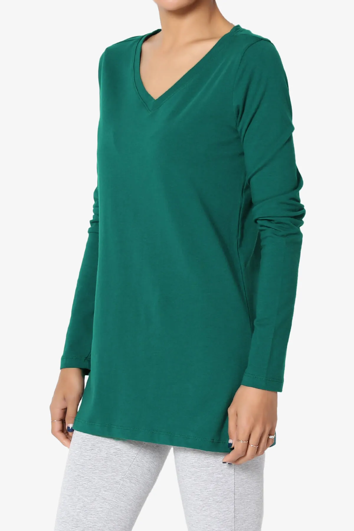 Lasso Cotton V-Neck Long Sleeve Tee