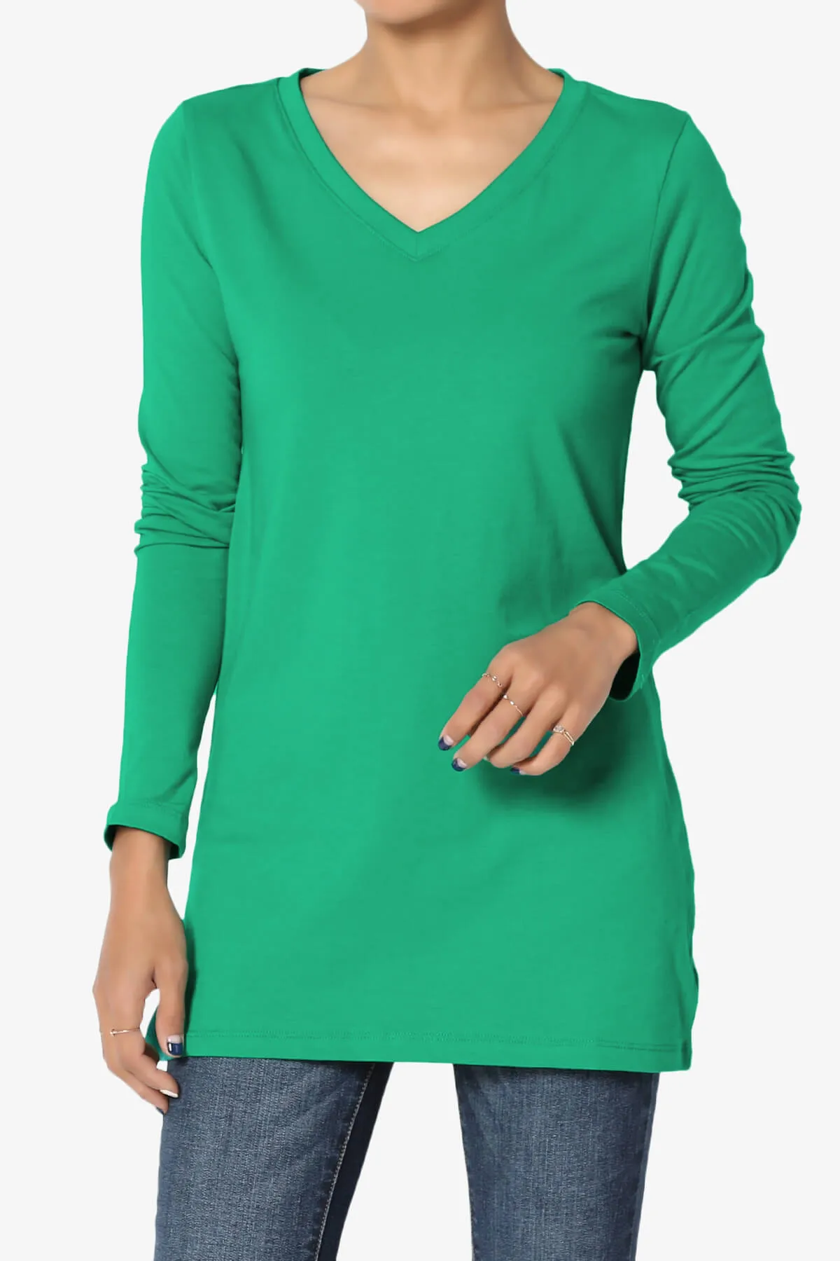 Lasso Cotton V-Neck Long Sleeve Tee