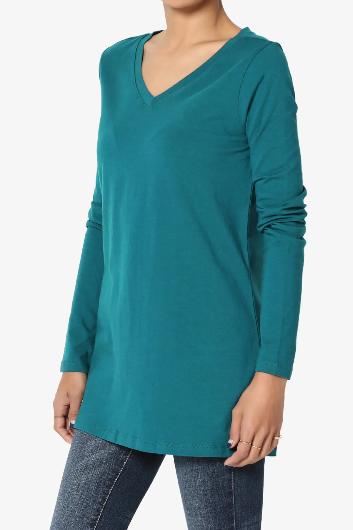 Lasso Cotton V-Neck Long Sleeve Tee