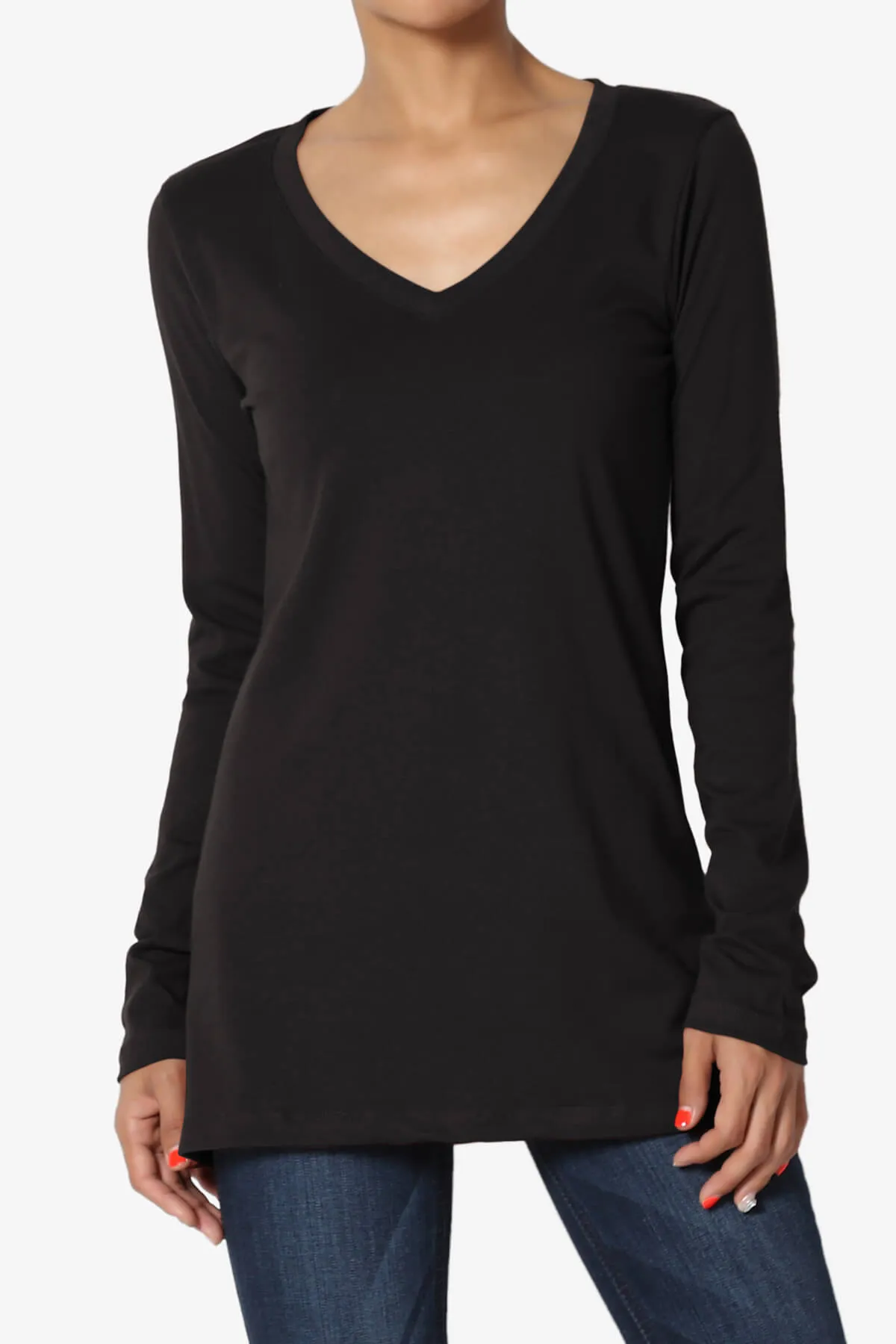 Lasso Cotton V-Neck Long Sleeve Tee