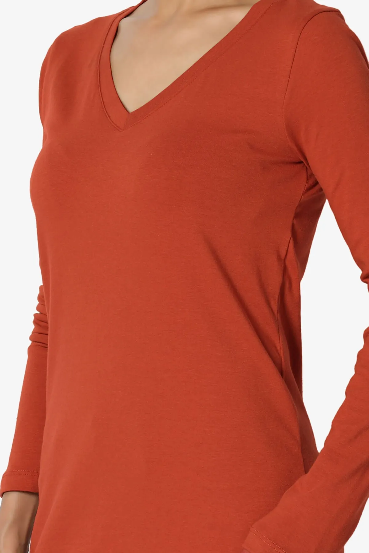 Lasso Cotton V-Neck Long Sleeve Tee