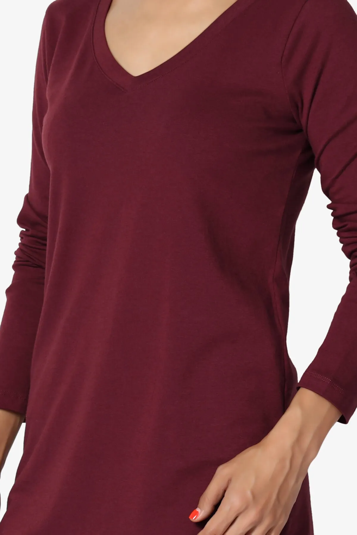Lasso Cotton V-Neck Long Sleeve Tee