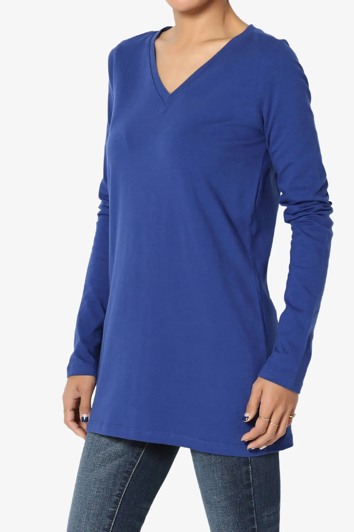 Lasso Cotton V-Neck Long Sleeve Tee