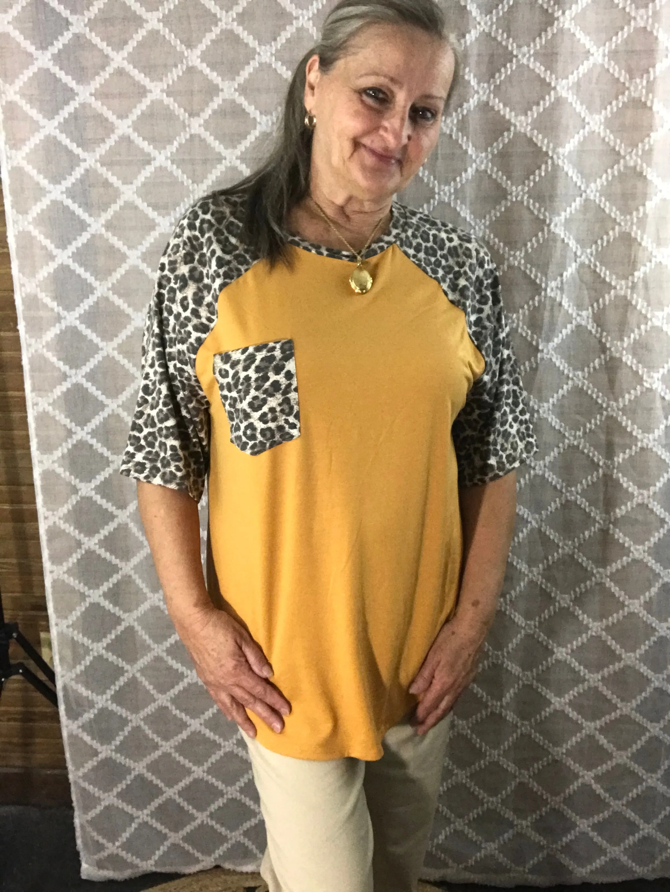Leopard Sleeve and Pocket Shirt