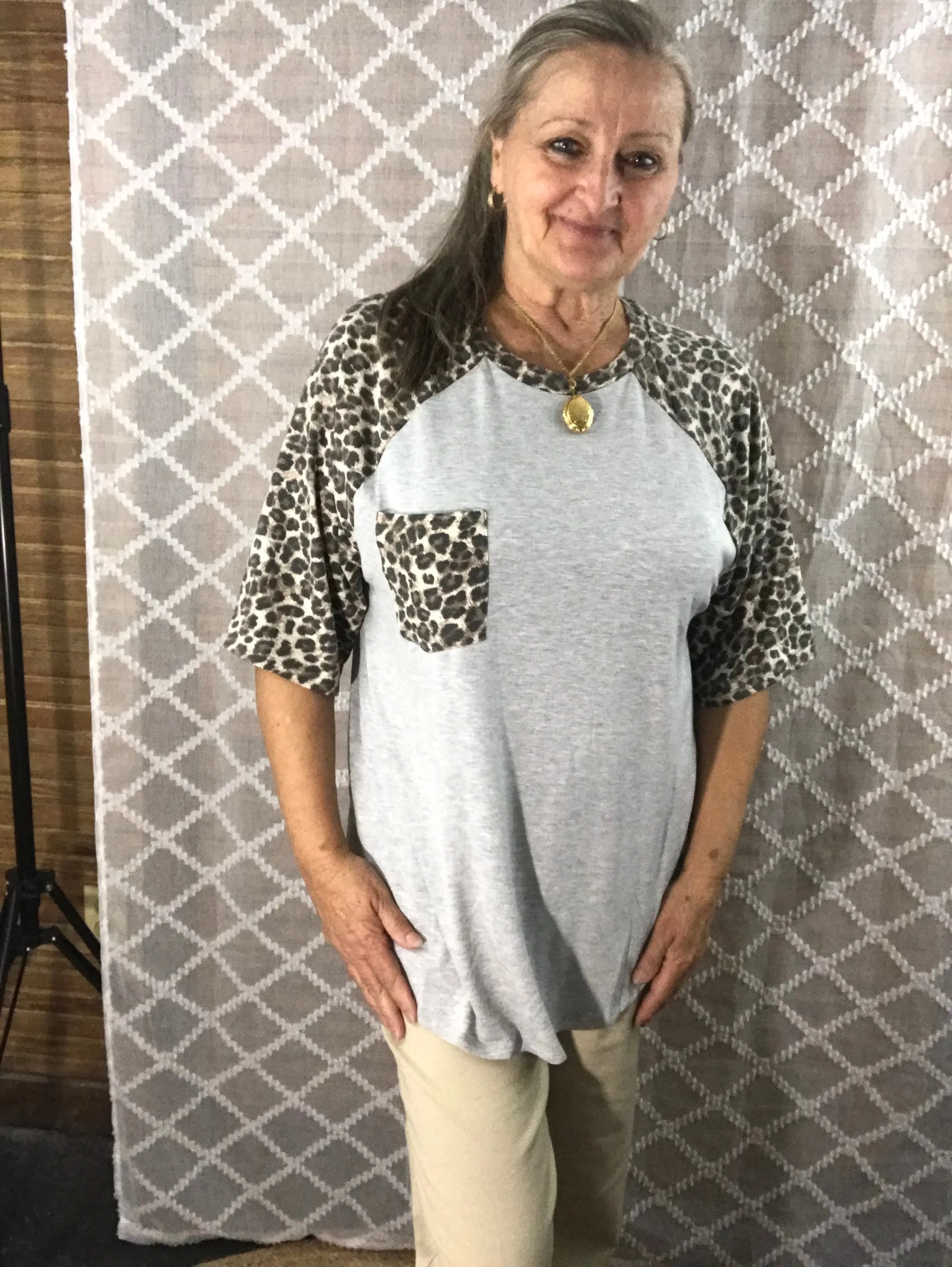 Leopard Sleeve and Pocket Shirt