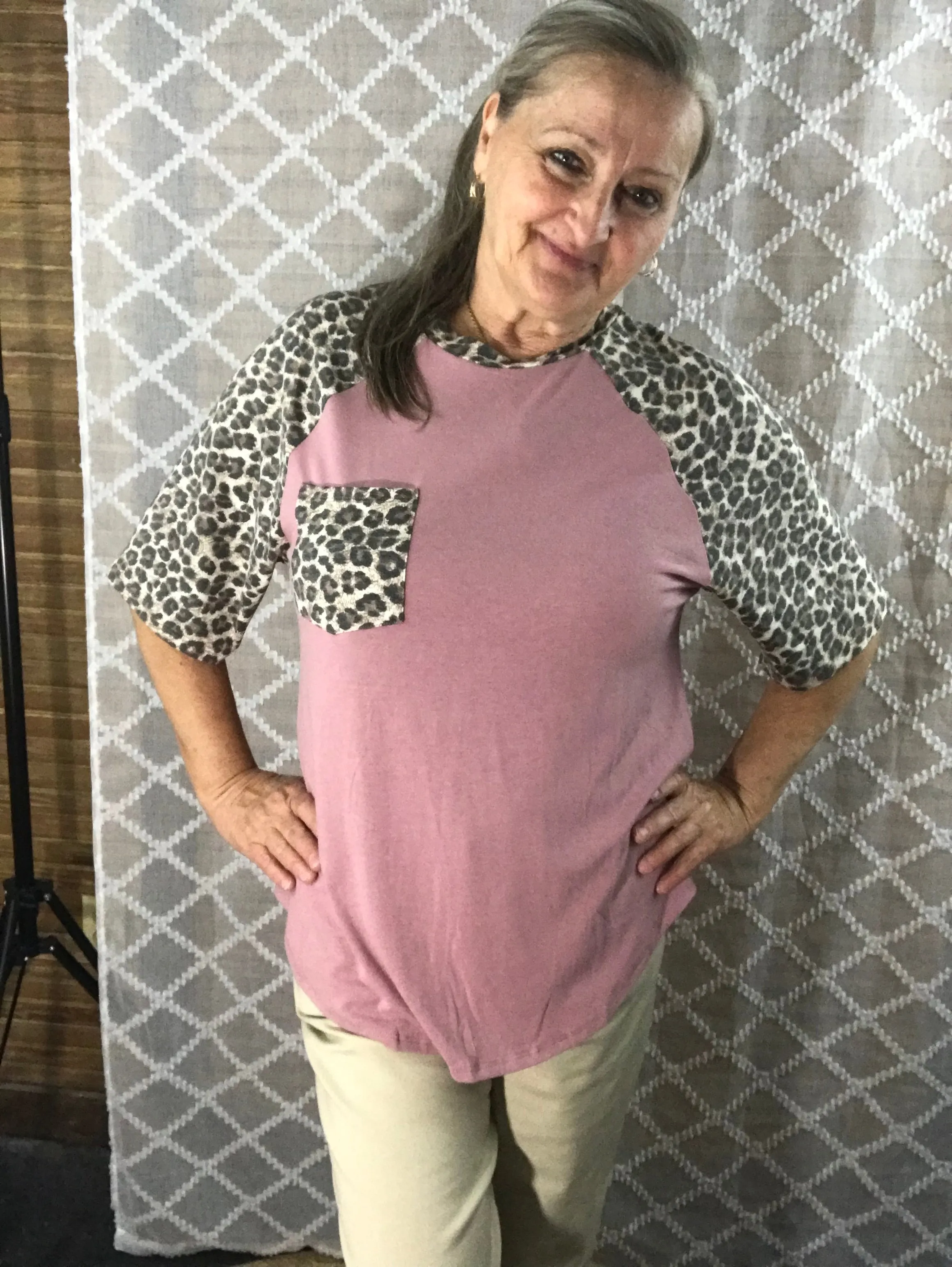 Leopard Sleeve and Pocket Shirt