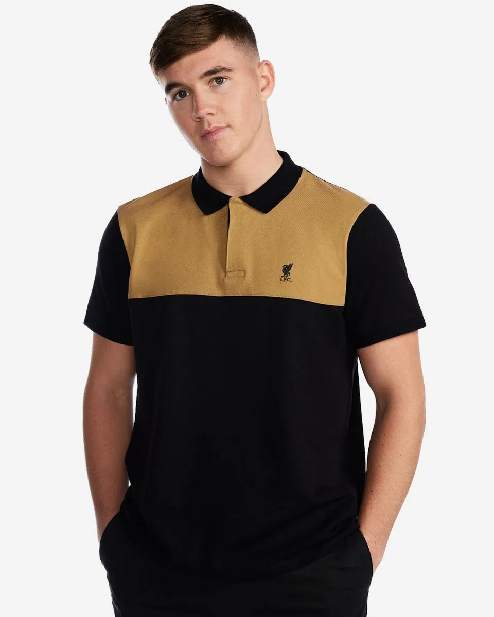 LFC Mens Block Panel Polo Black & Gold