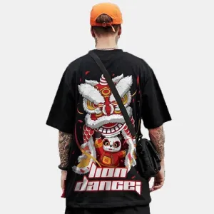 “lion dance”Trendy Brand Hip-hop Loose T-shirt