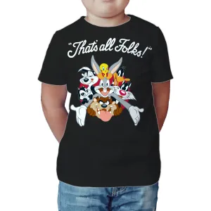 Looney Tunes All Stars That's All Folks Official Kid's T-shirt