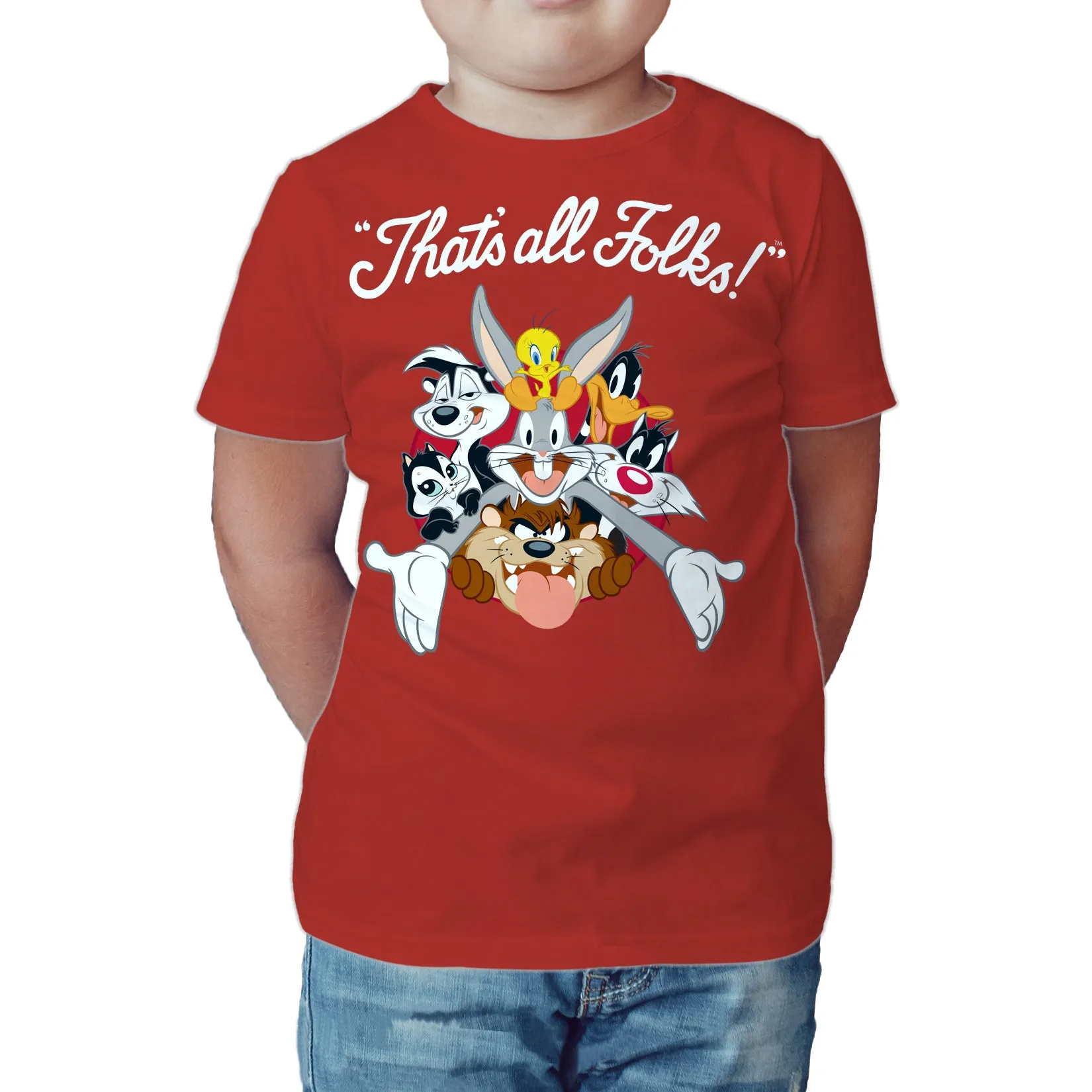 Looney Tunes All Stars That's All Folks Official Kid's T-shirt