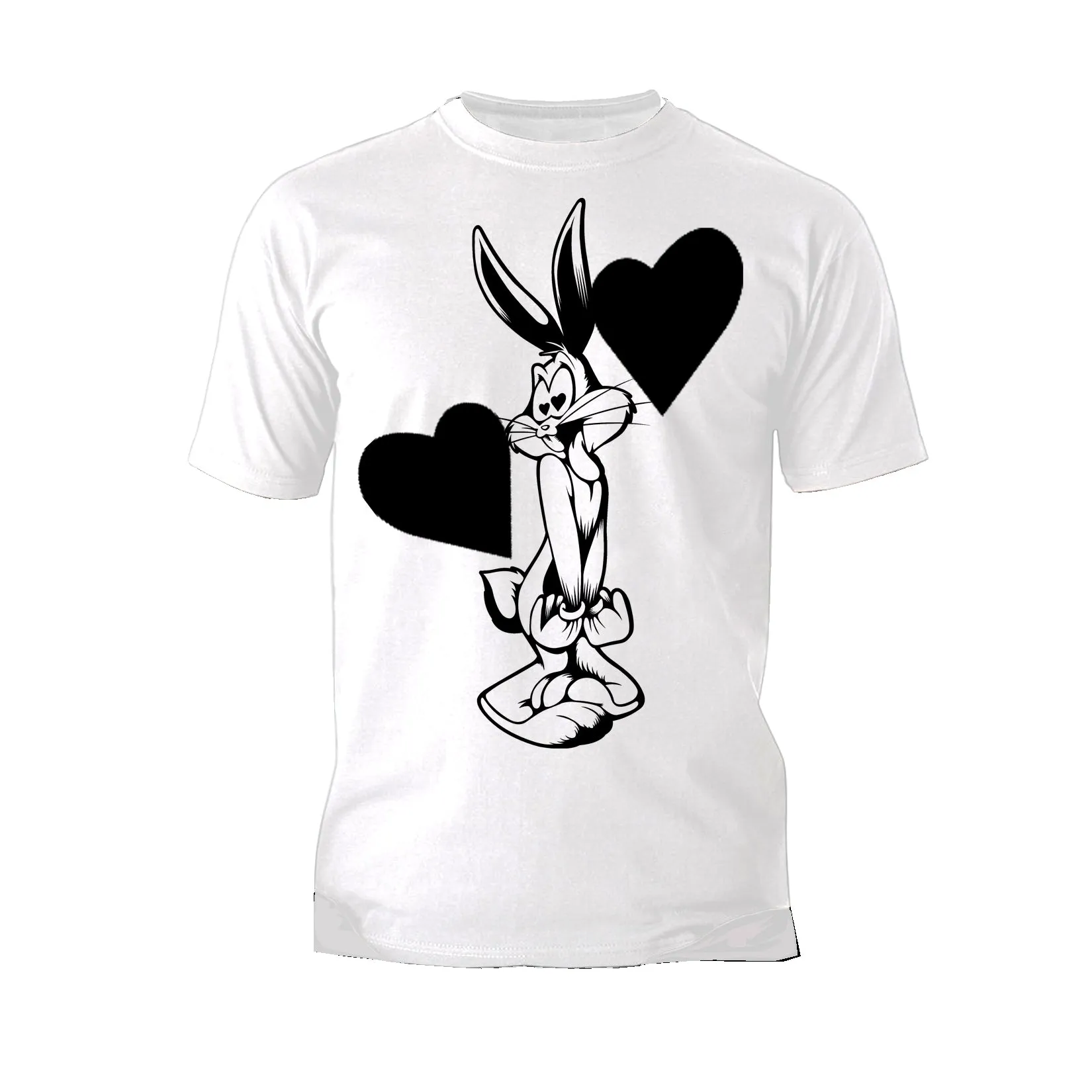 Looney Tunes Bugs Bunny Line Hearts Official Men's T-shirt