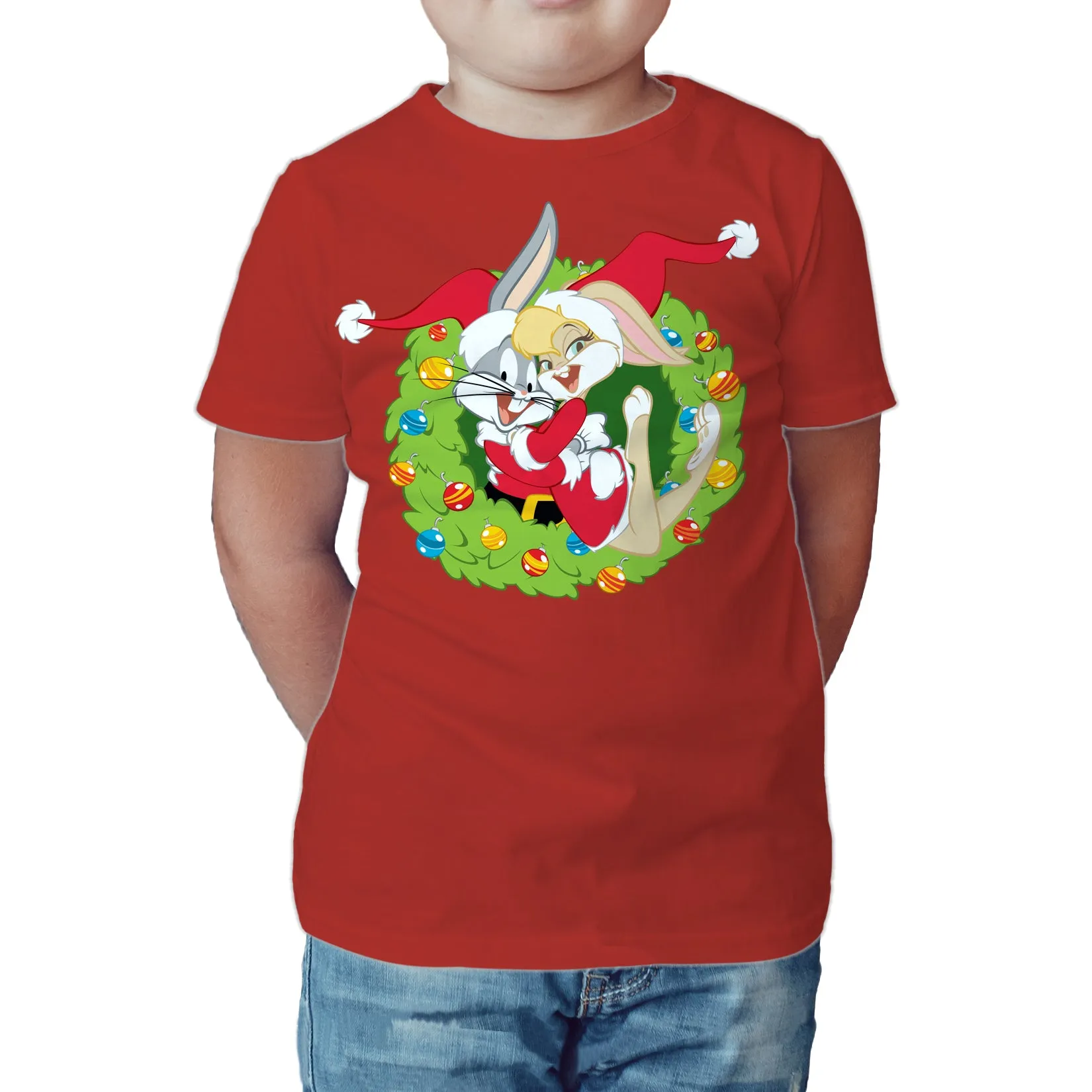 Looney Tunes Bugs Lola Bunny Xmas Santa Official Kid's T-Shirt