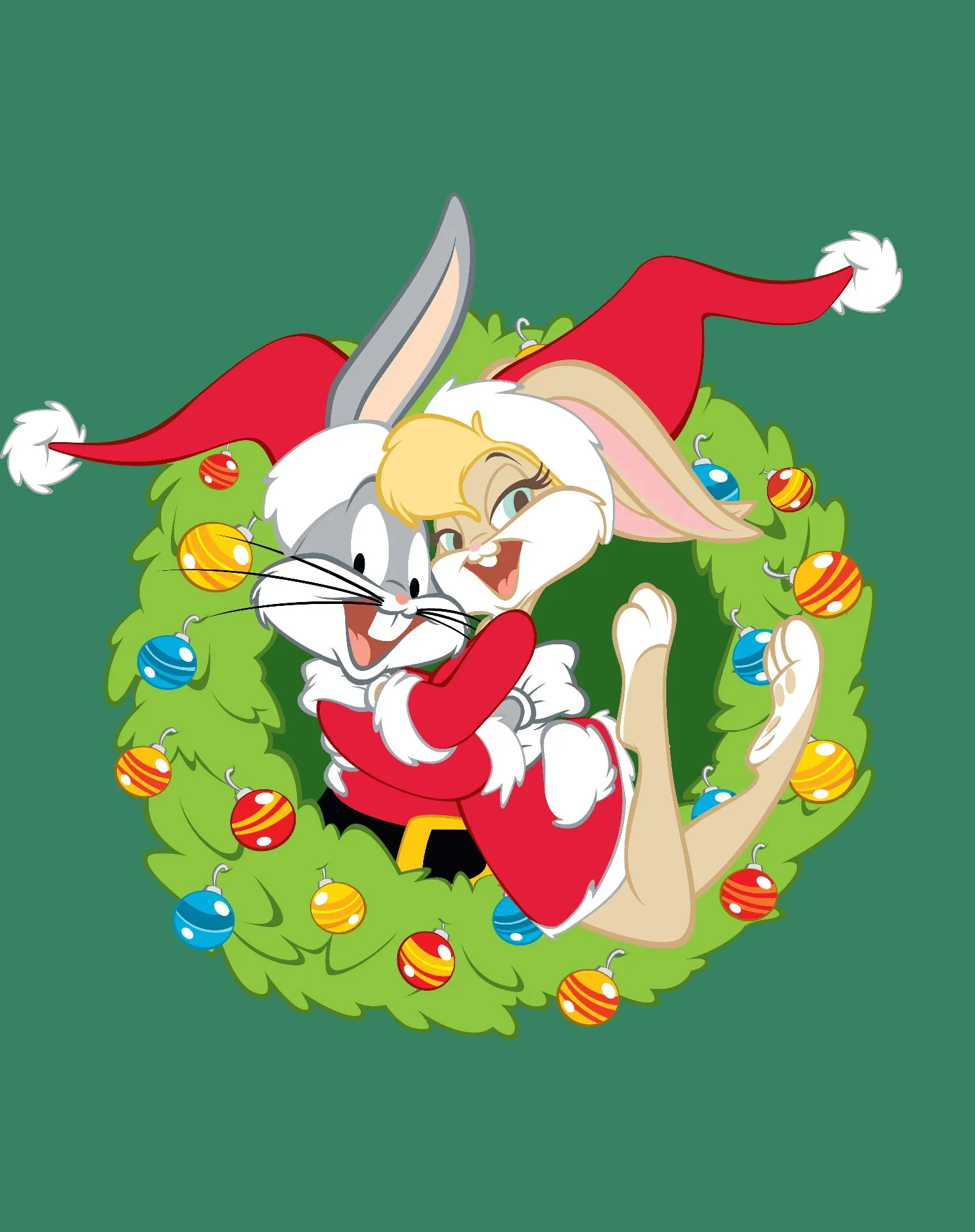 Looney Tunes Bugs Lola Bunny Xmas Santa Official Kid's T-Shirt