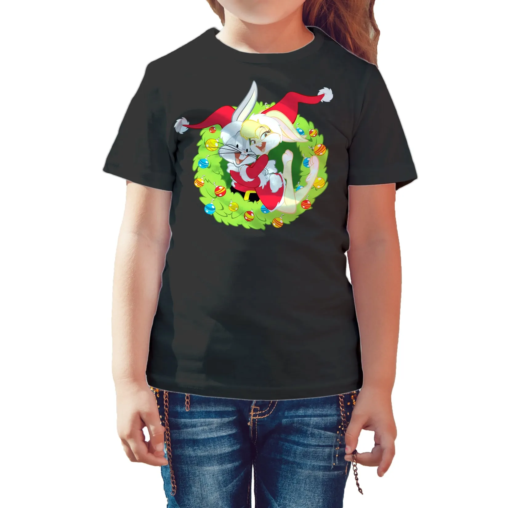 Looney Tunes Bugs Lola Bunny Xmas Santa Official Kid's T-Shirt