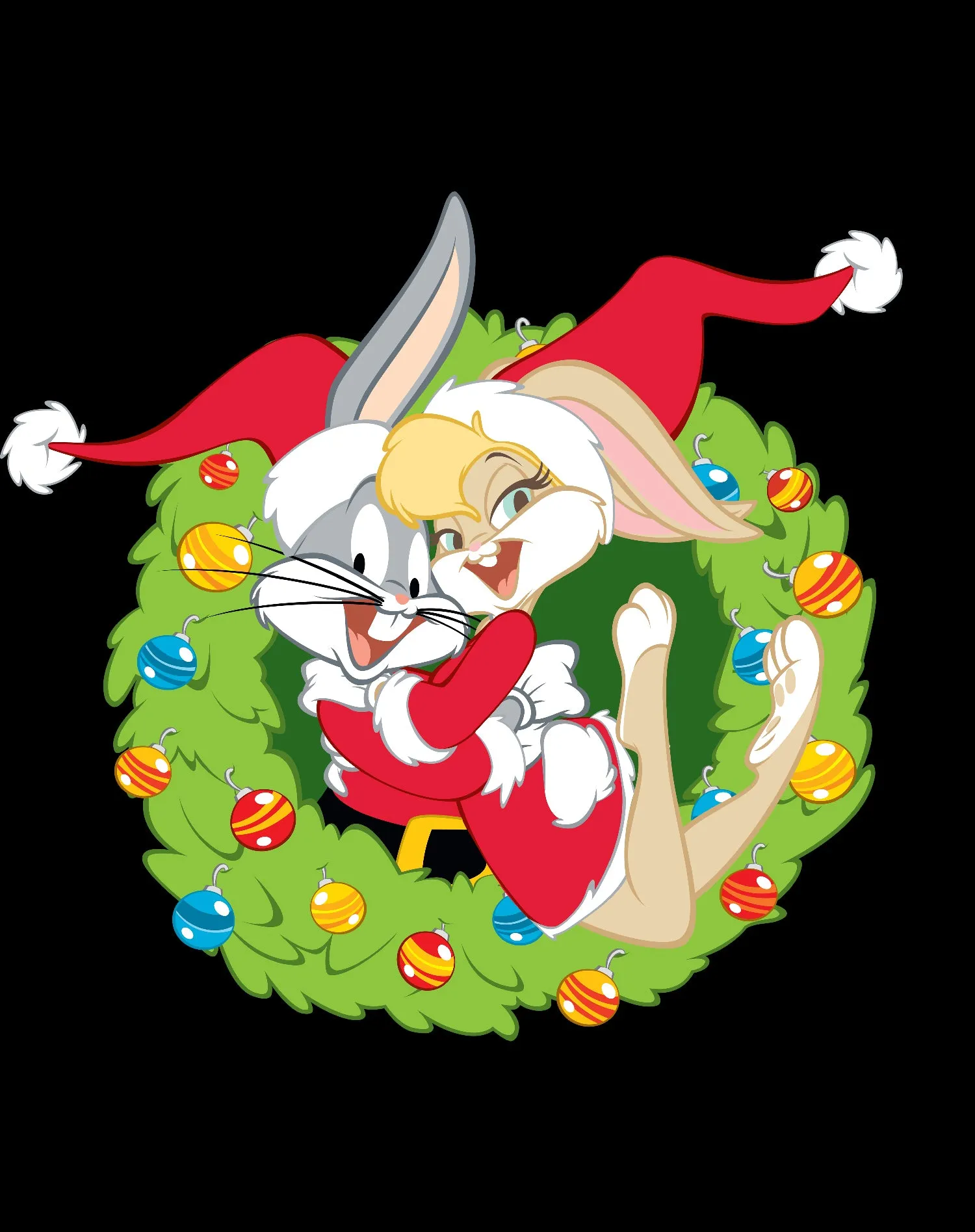 Looney Tunes Bugs Lola Bunny Xmas Santa Official Kid's T-Shirt