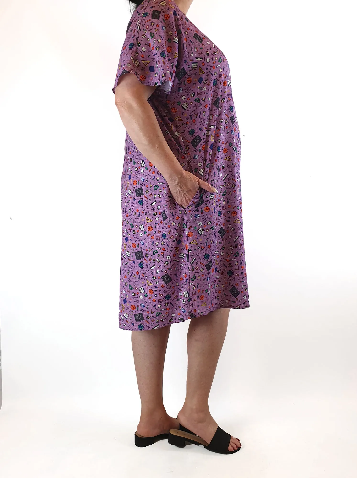 Lorraine purple print dress size 18