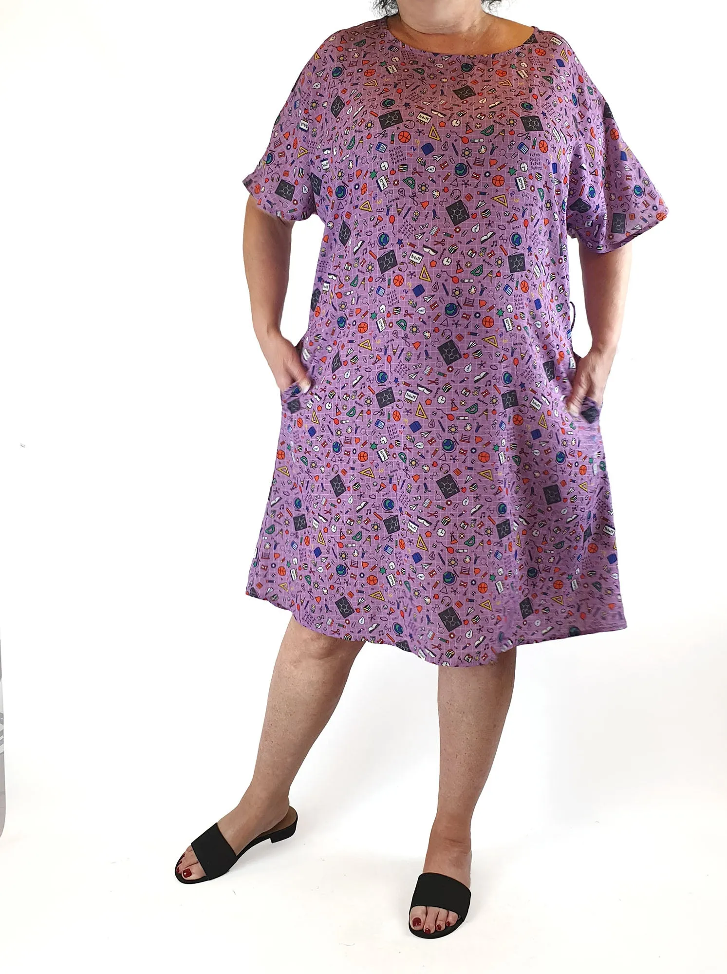 Lorraine purple print dress size 18