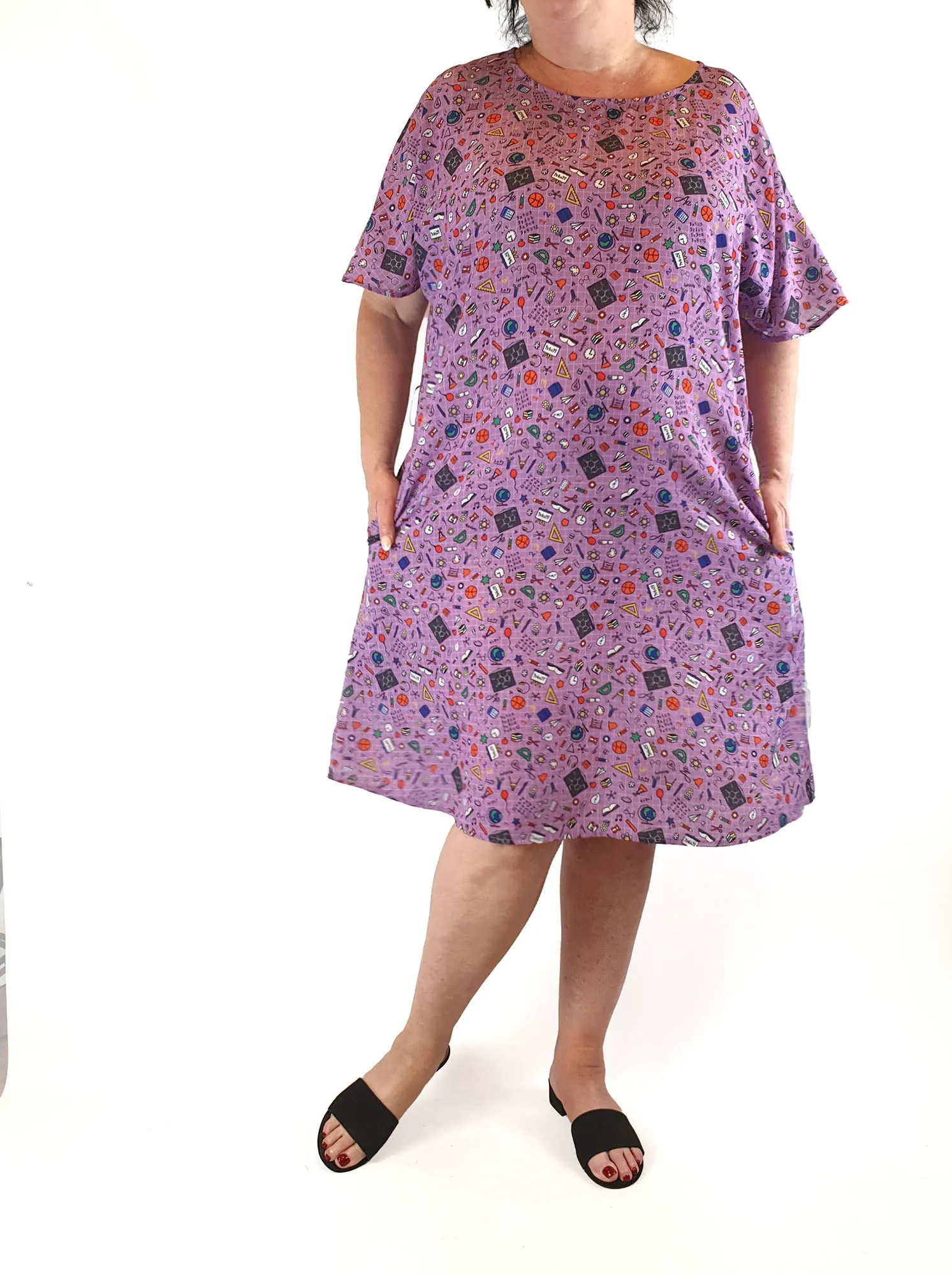 Lorraine purple print dress size 18