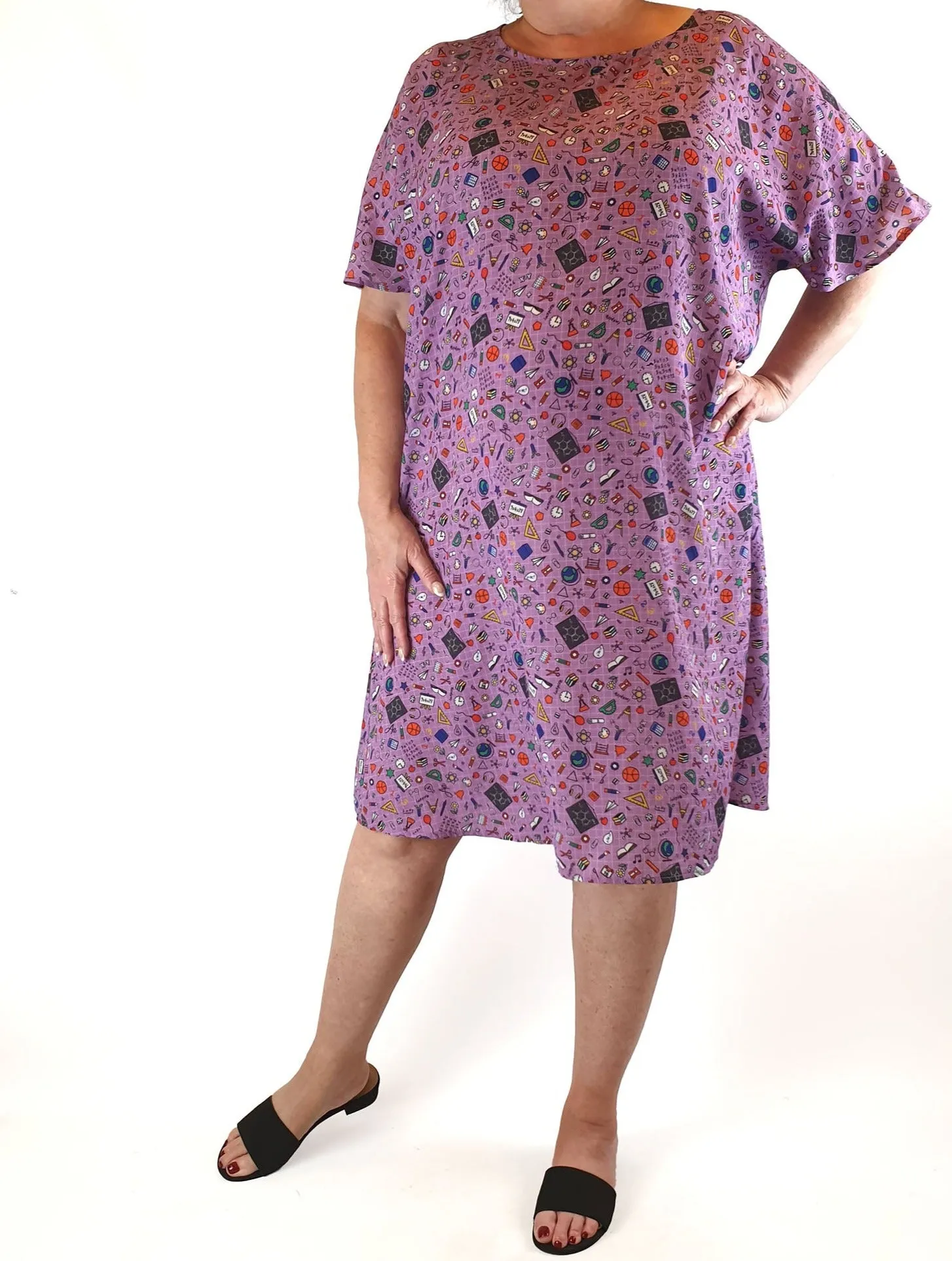 Lorraine purple print dress size 18