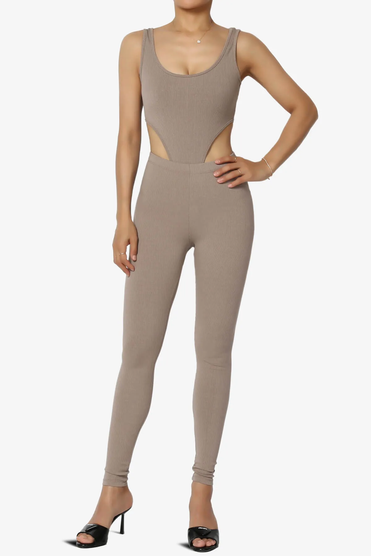 Lorrin High Cut Ribbed Tank Thong Bodysuit
