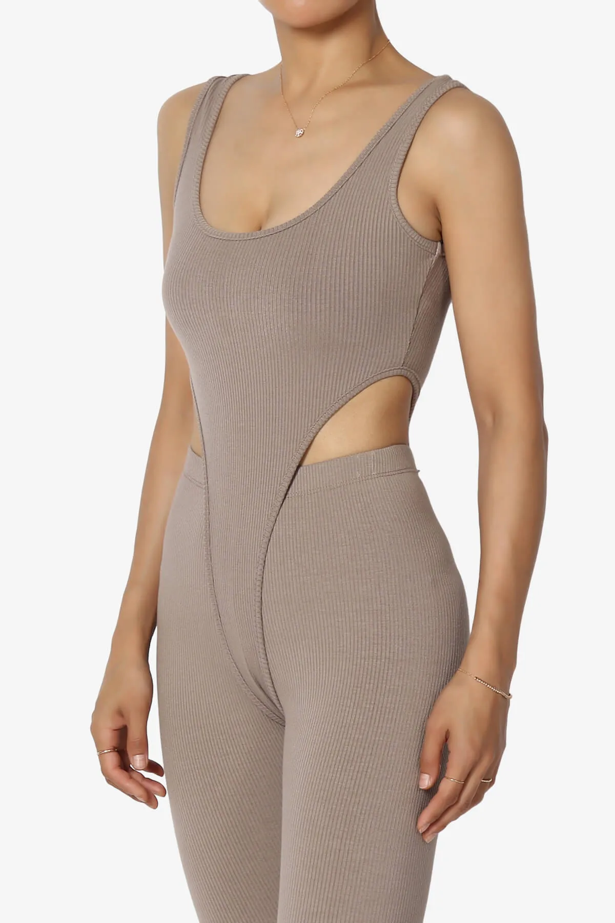 Lorrin High Cut Ribbed Tank Thong Bodysuit