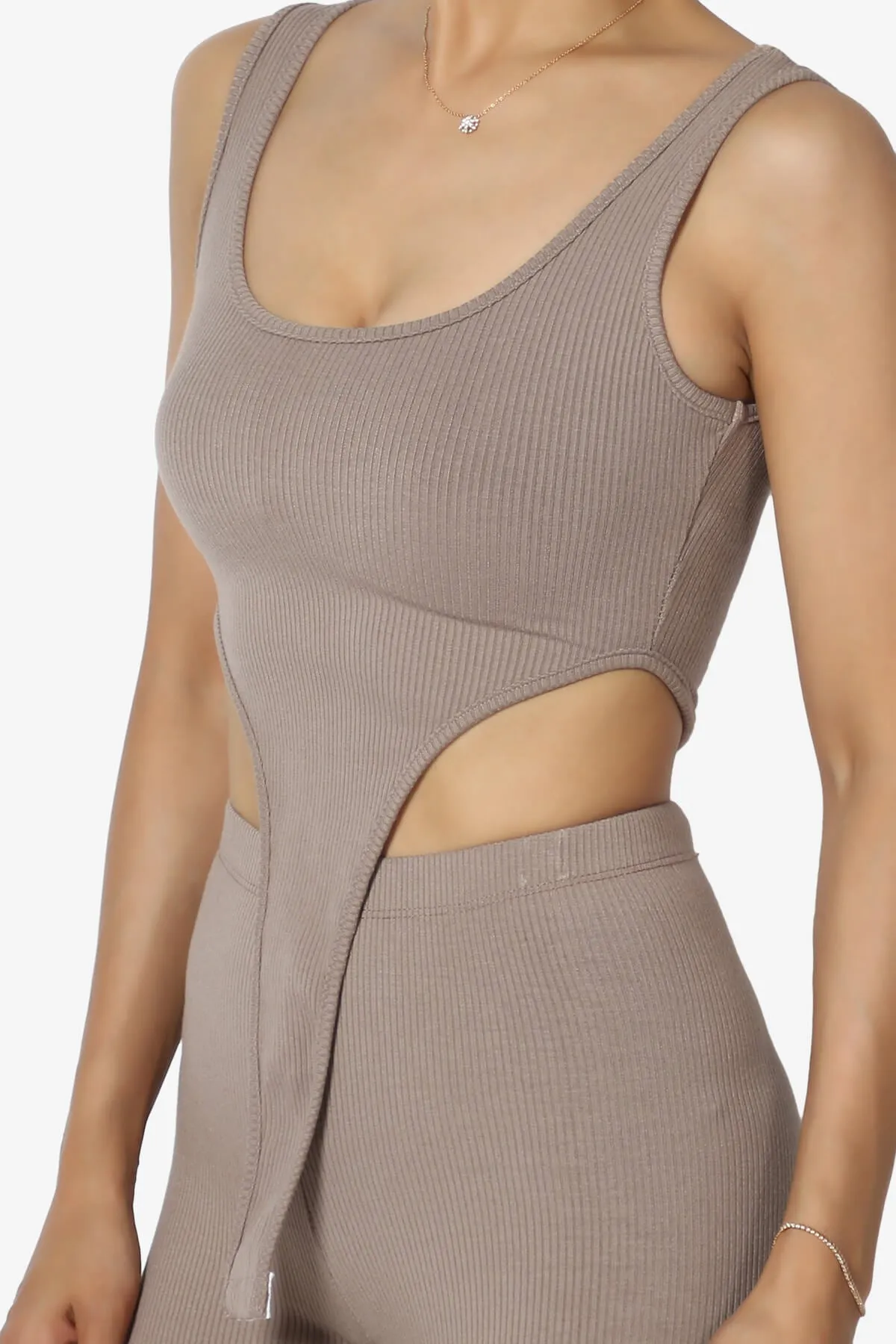 Lorrin High Cut Ribbed Tank Thong Bodysuit