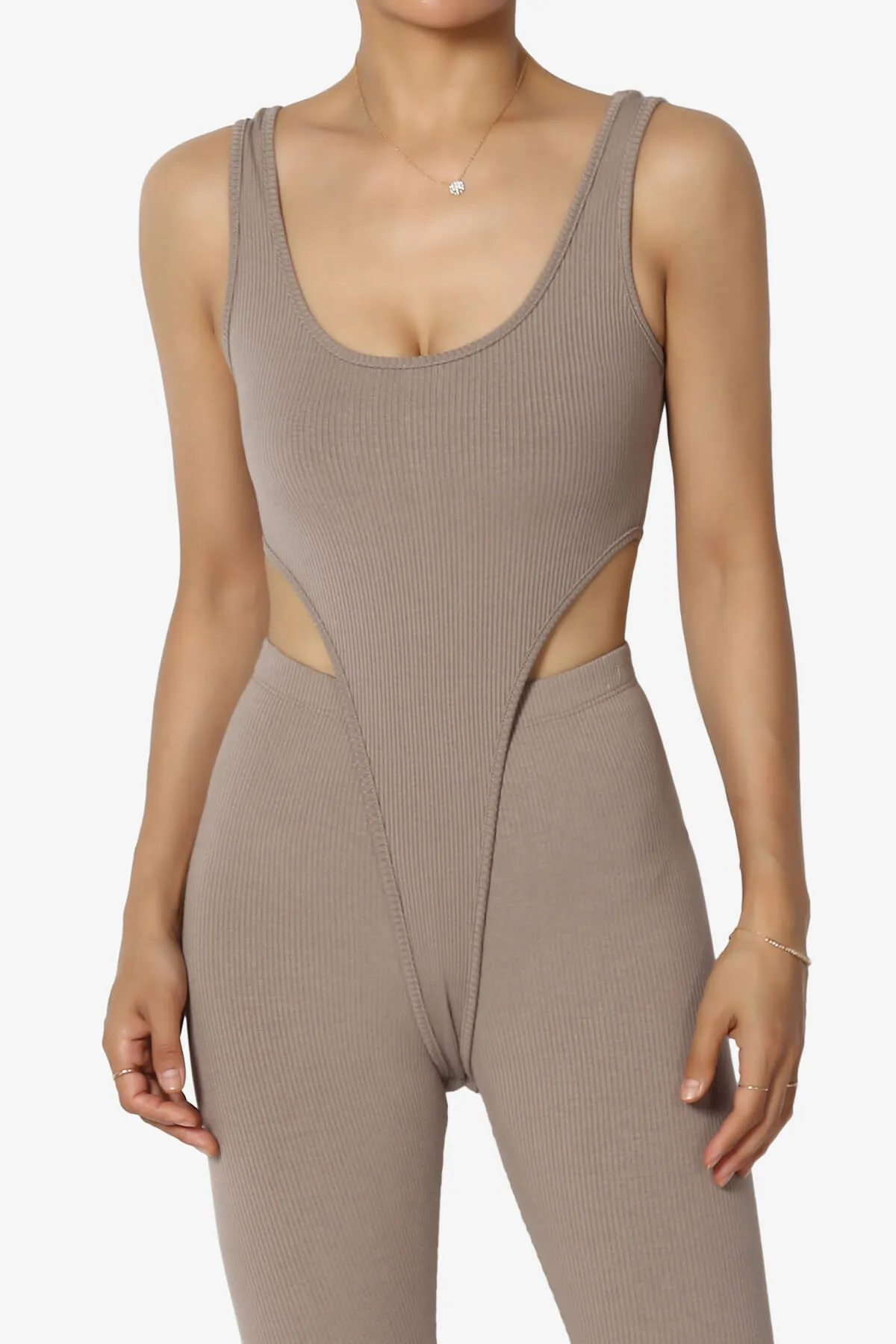 Lorrin High Cut Ribbed Tank Thong Bodysuit