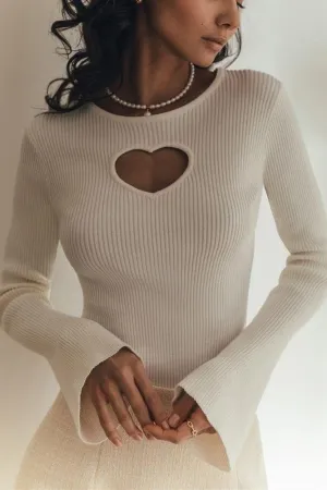 Love hollow knitted short top sweater