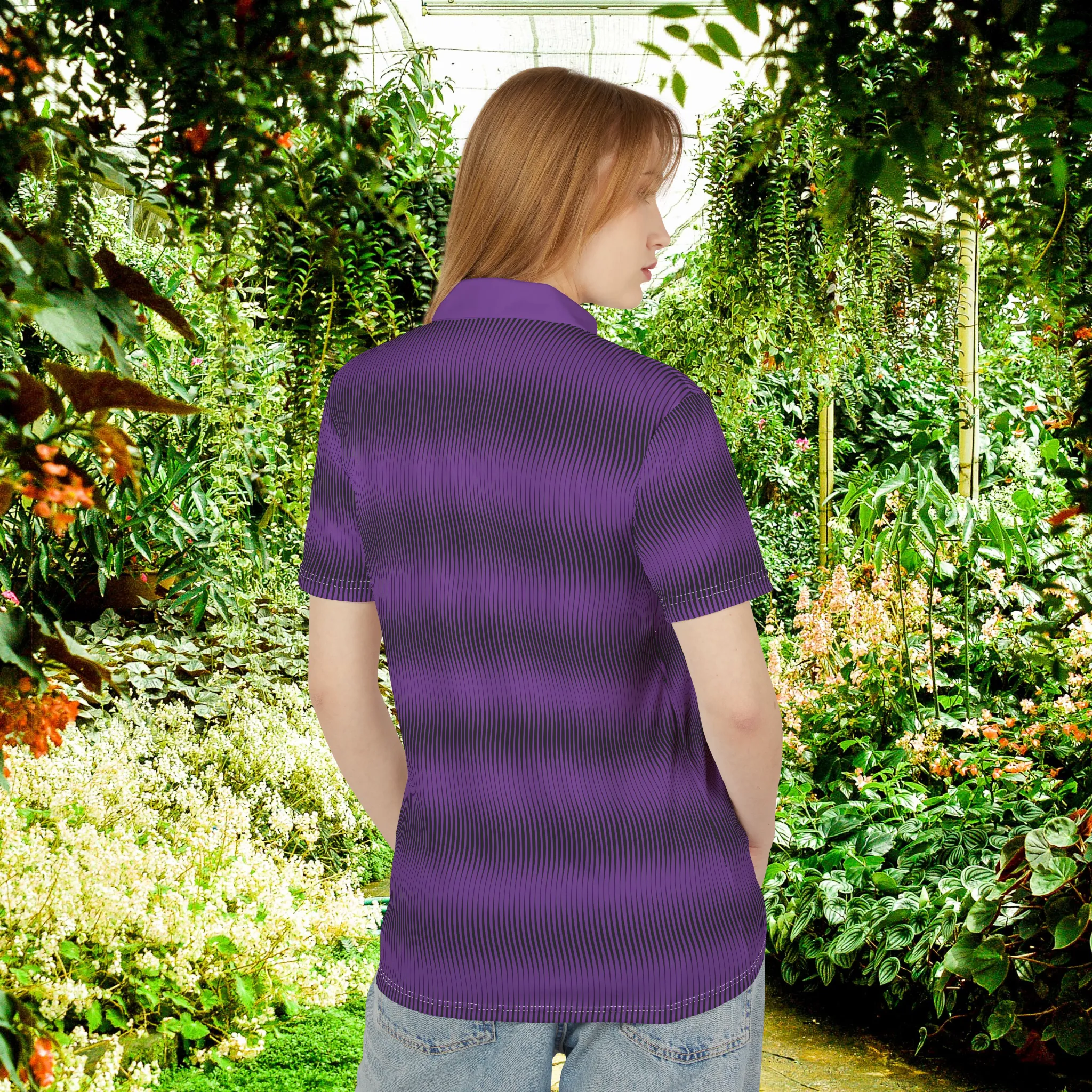Luminescent Purple Swirly Pattern Unisex Casual Short-Sleeve Polo Shirt
