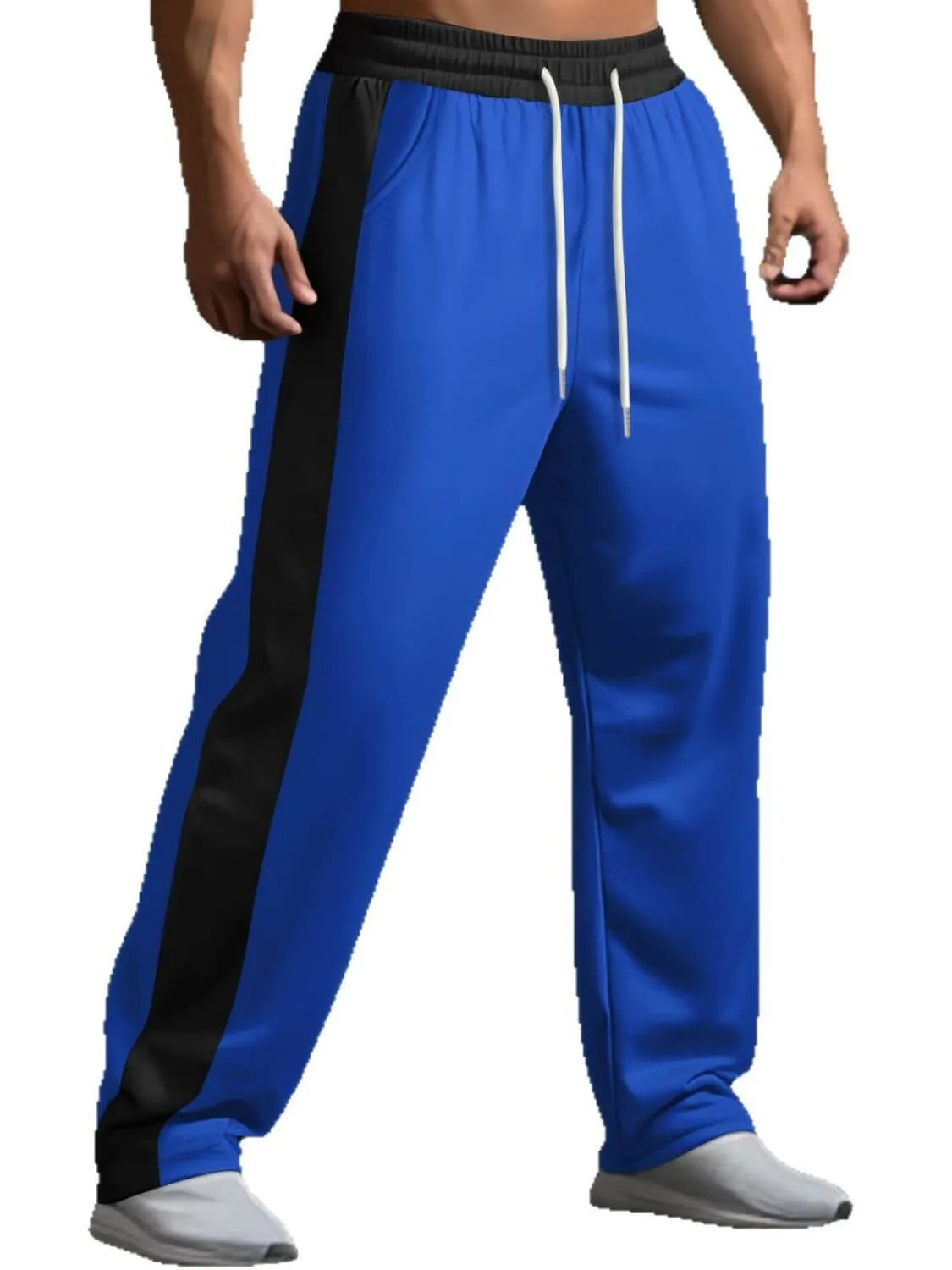 Men’s Contrast Wide Leg Drawstring Pants – Streetwear Comfort