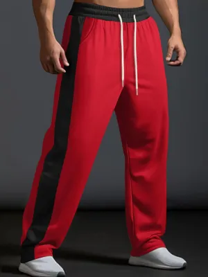 Men’s Contrast Wide Leg Drawstring Pants – Streetwear Comfort