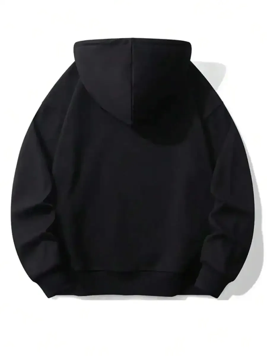 Men’s cotton streetwear hoodie with colorful headphone graphic, soft and sporty pullover for casual wear