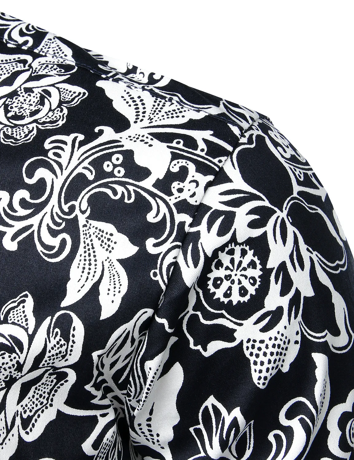 Men's Floral Cotton Casual Button Down Long Sleeve Shirt