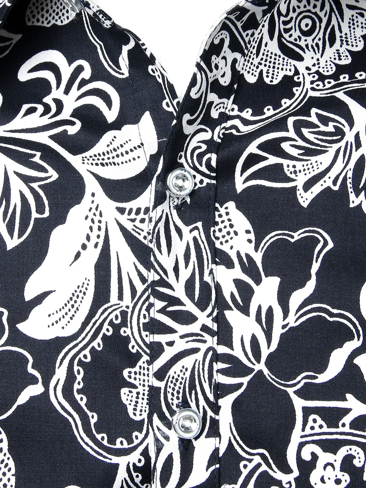 Men's Floral Cotton Casual Button Down Long Sleeve Shirt