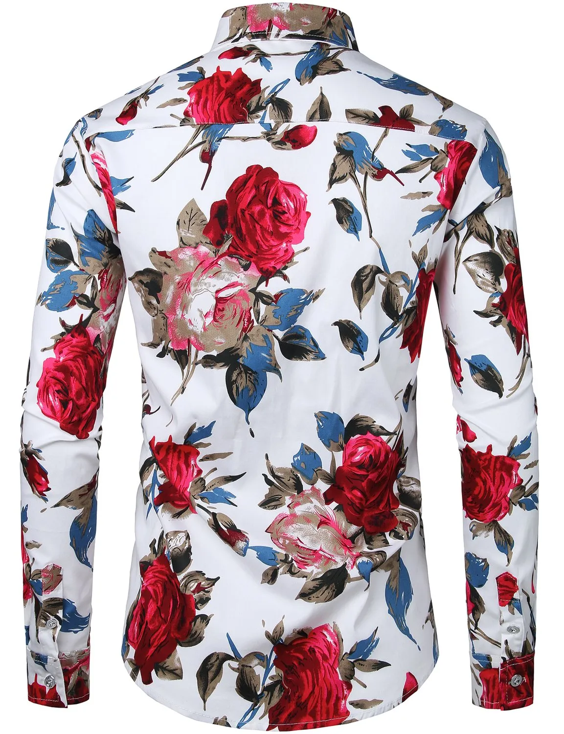 Men's Floral Long Sleeve Animal Print Cotton Casual Button Down Shirt