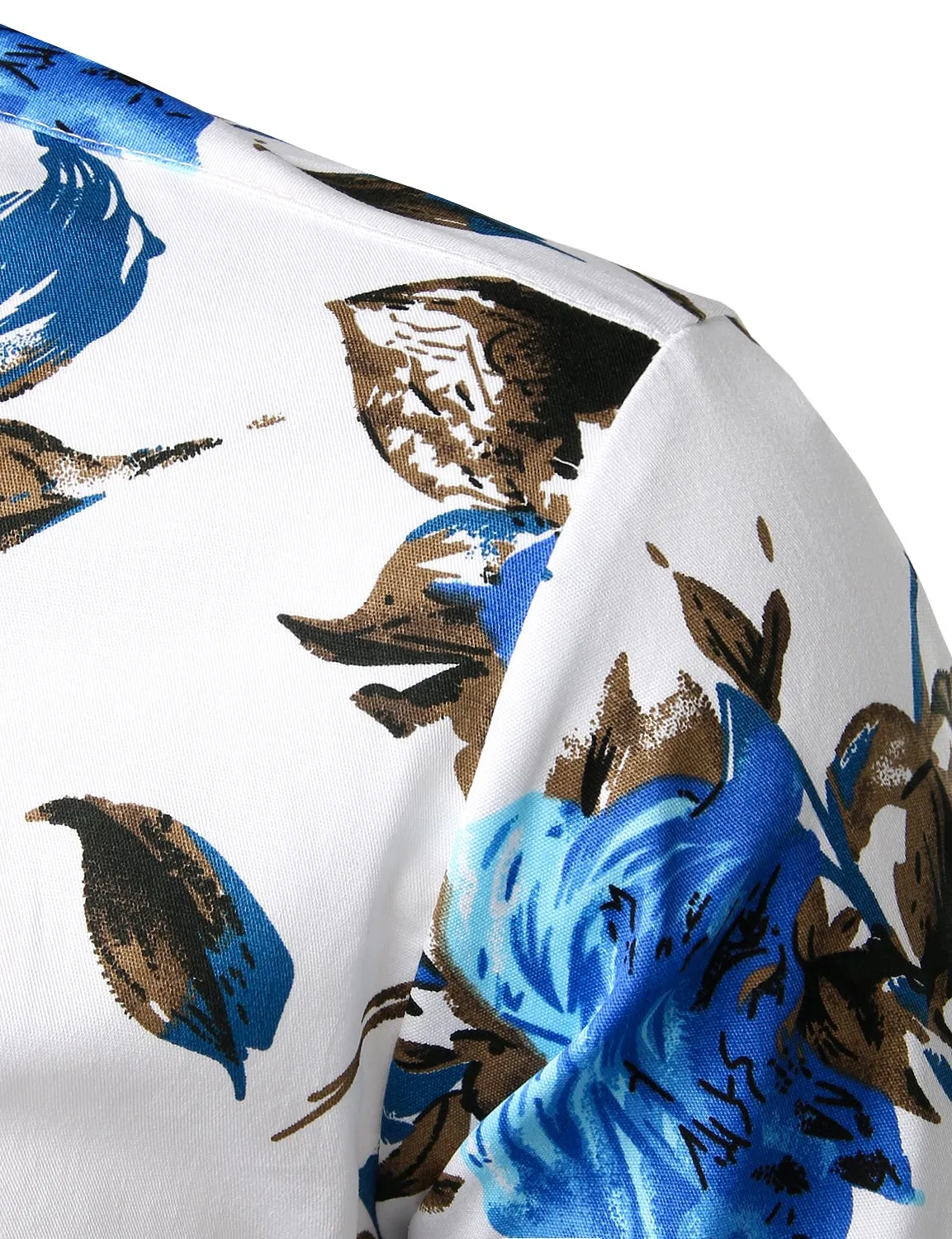 Men's Floral Long Sleeve Animal Print Cotton Casual Button Down Shirt