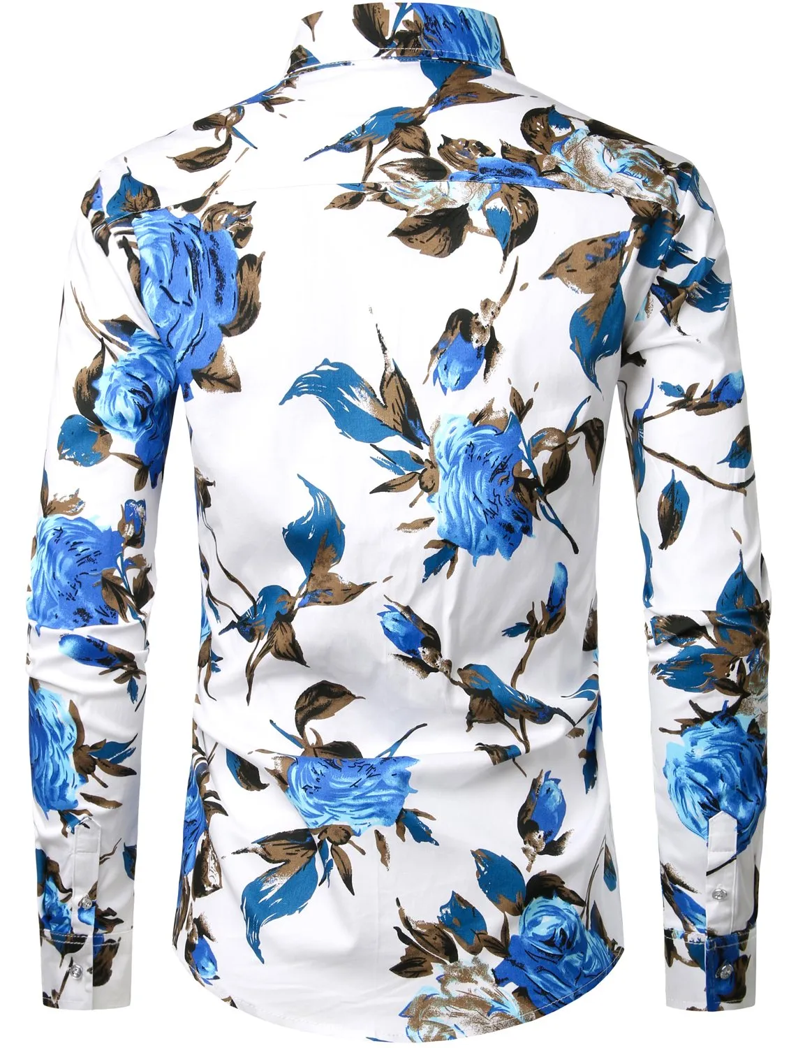 Men's Floral Long Sleeve Animal Print Cotton Casual Button Down Shirt