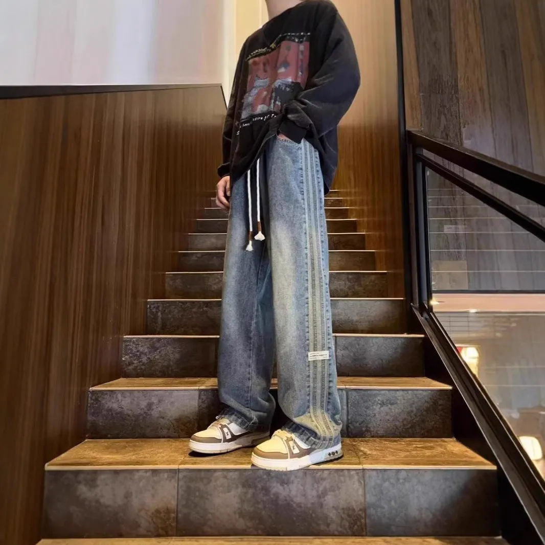 Men’s High Street Wide-Leg Jeans | 3-Bar Casual Pants