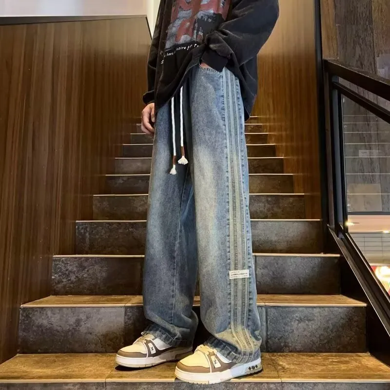 Men’s High Street Wide-Leg Jeans | 3-Bar Casual Pants