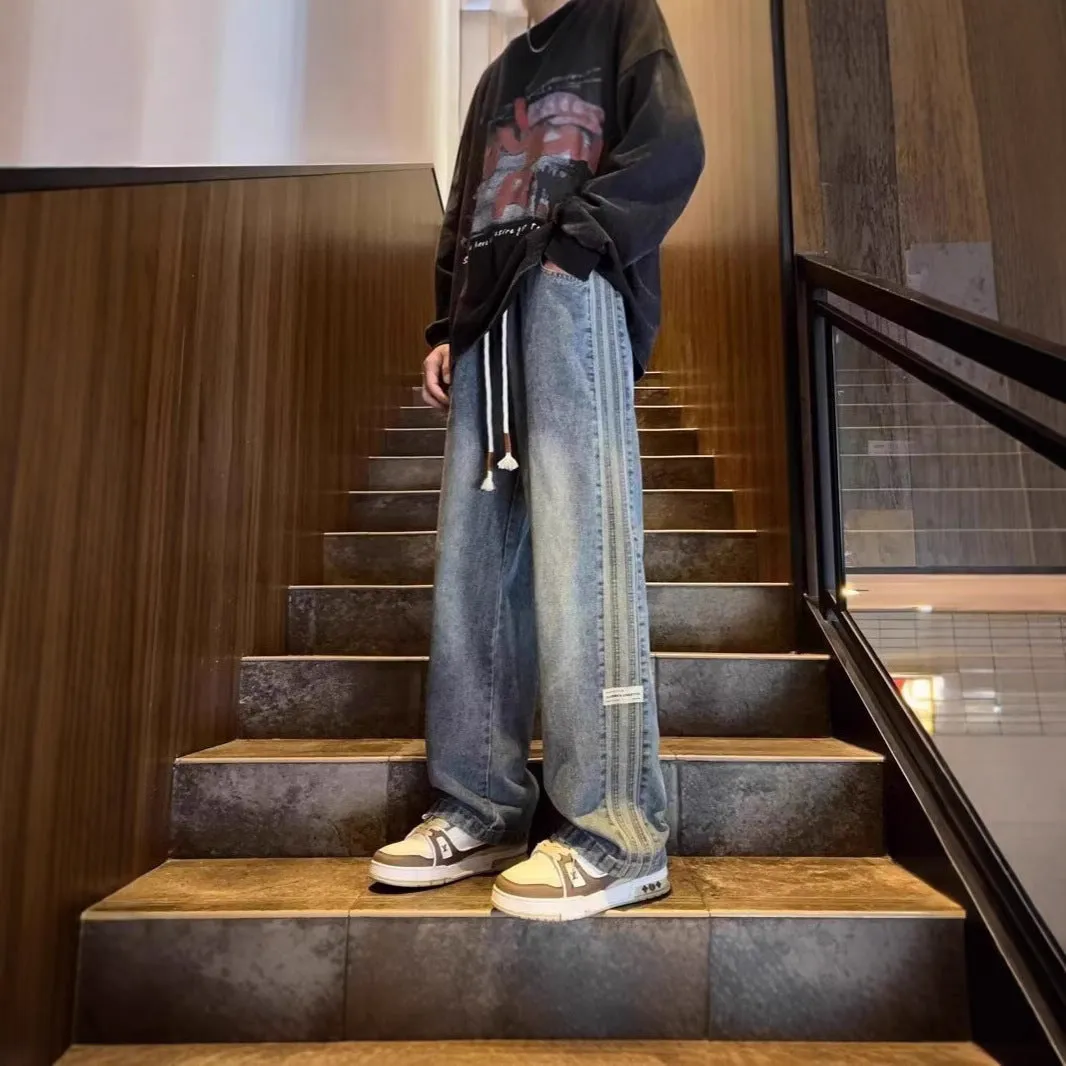 Men’s High Street Wide-Leg Jeans | 3-Bar Casual Pants