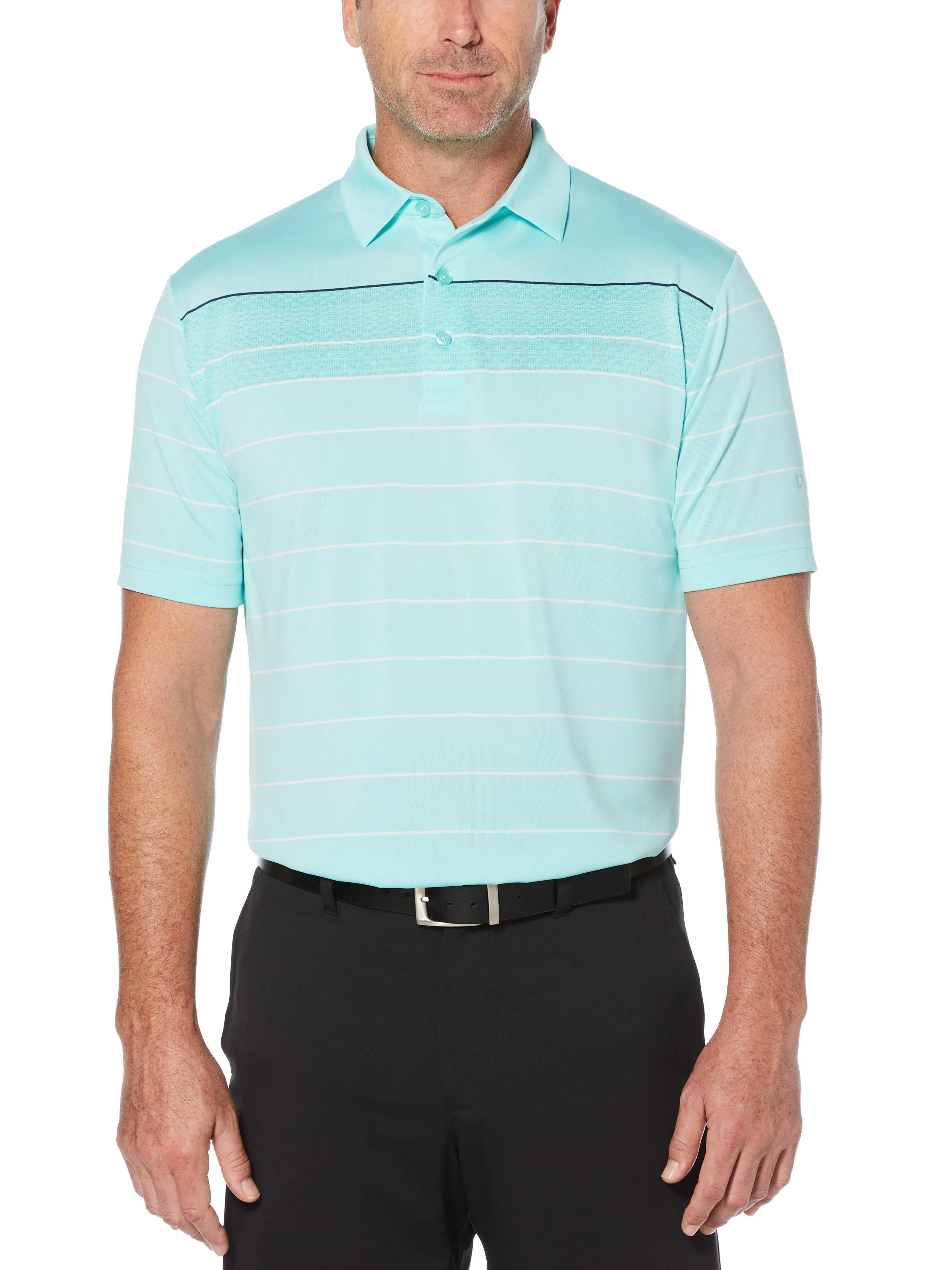 Mens Jacquard Stripe Polo