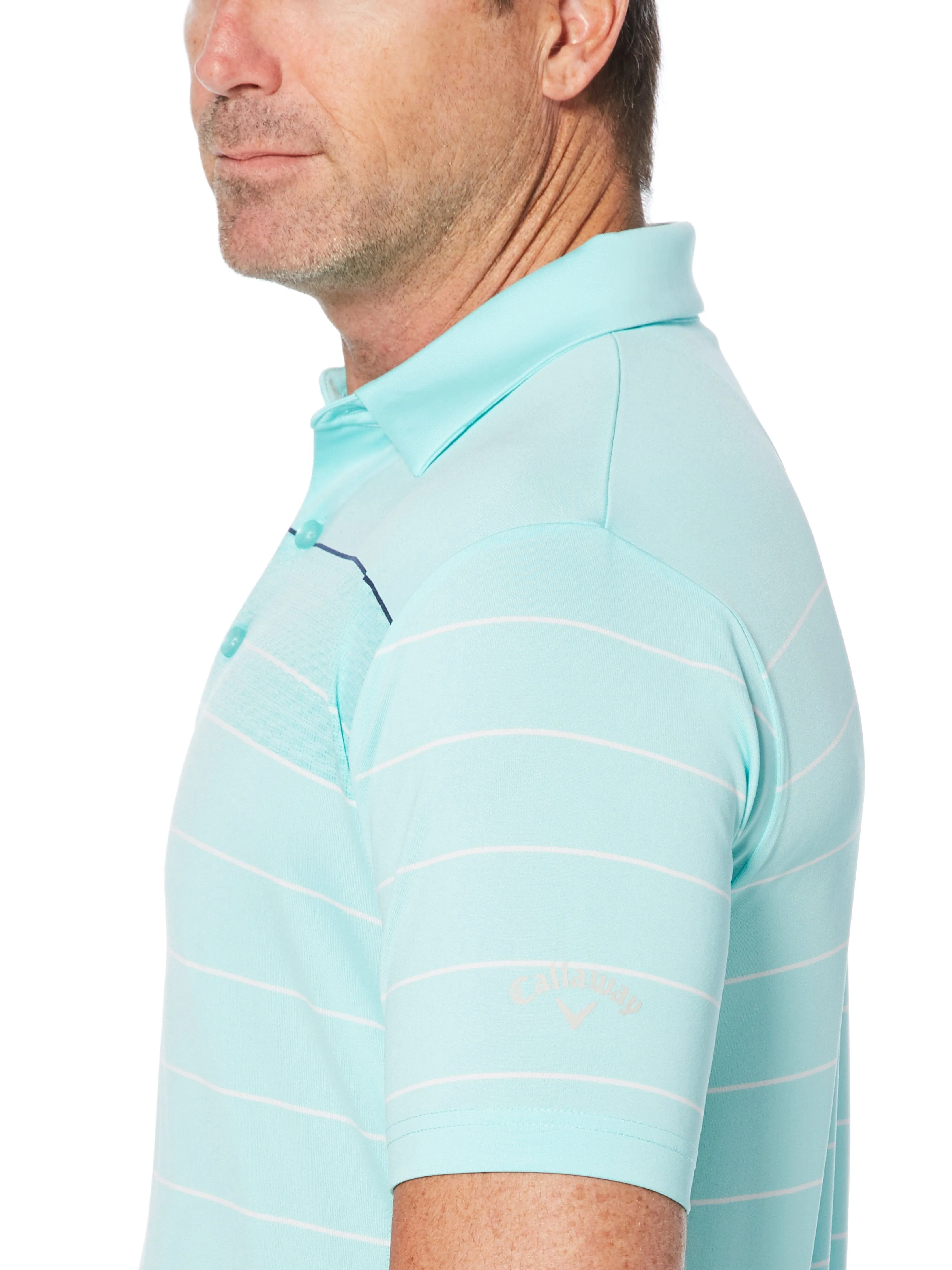 Mens Jacquard Stripe Polo