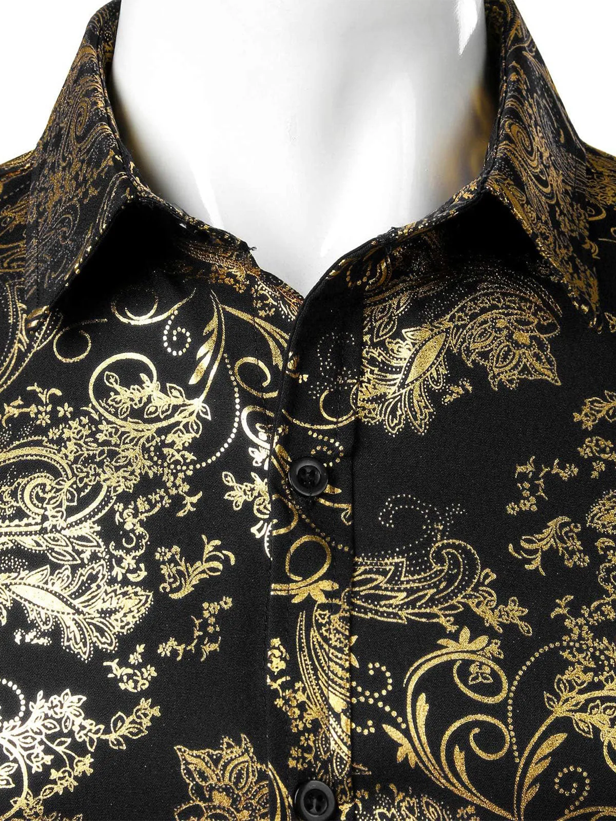 Men's Luxury Paisley Shiny Floral Print Button Down Dress Shirts