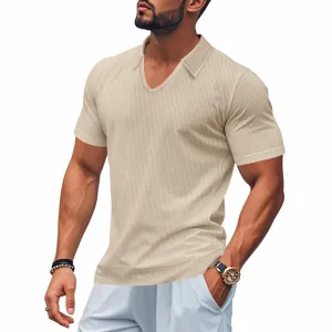 Men’s Polo Shirt – Breathable Cotton – Relaxed Fit – V-Neck Minimalist Casual Style